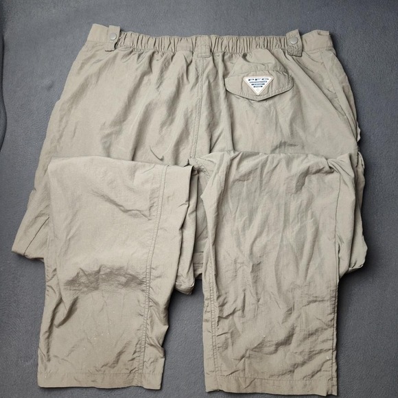 Columbia PFG Pants Mens 2XT Khaki Convertible Zip Off Cargo Nylon Outdoor Hiking - Picture 6 of 13